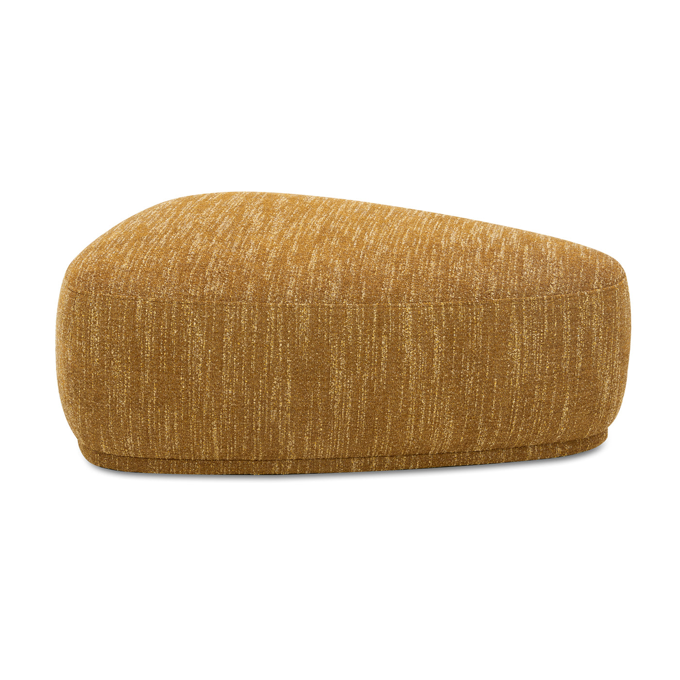 Pebble 44" Rounded Triangle Cocktail Ottoman, Mustard Yellow Tweed Yellow Foam Fabric