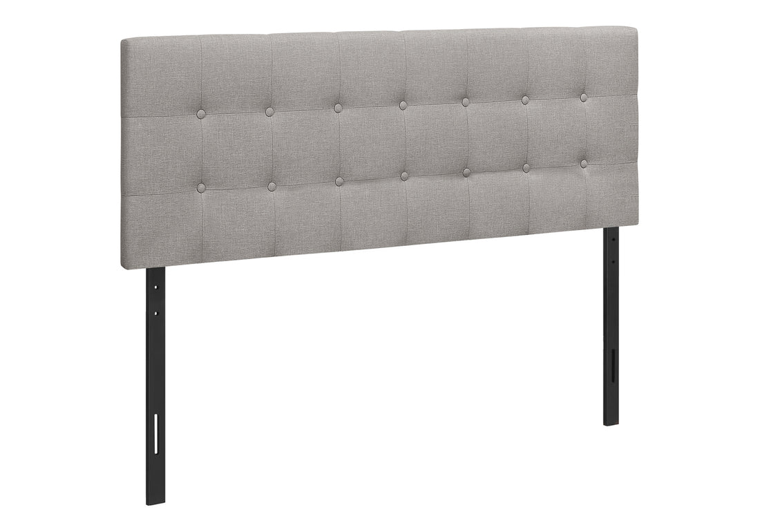Bed, Headboard Only, Queen Size, Bedroom, Upholstered, Grey Linen Look, Transitional Grey Foam Solid Wood Mdf