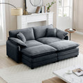 Two Seater Theater Sofa With 2 Footrest, 2 Seater Sofa With Ottoman For Small Living Spaces,Grey Corduroy Grey Corduroy 2 Seat