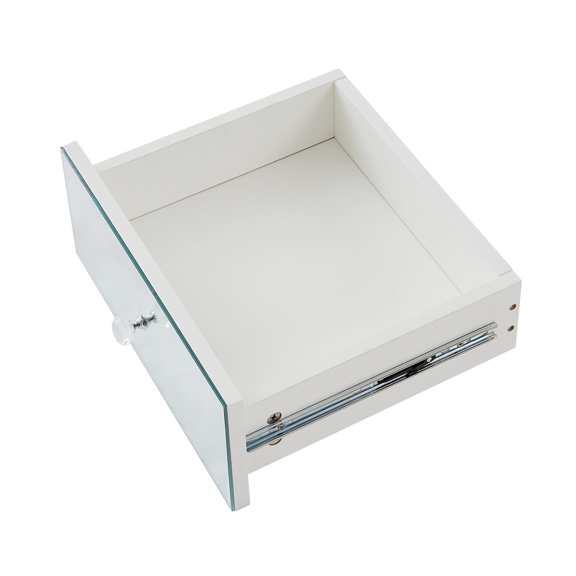 3 Drawer Nightstand For Bedroom, Modern Wood And Mirrored Nightstand, Square Bedside Glass End Table With Storage For Bedroom Room, Sofa, White Chest White Particle Board