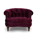 La Rosa Victorian Tufted Upholstered Accent Chair, Burdy Velvet Burgundy Foam Velvet