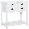Homcom Coffee Bar Cabinet, Sideboard Buffet Cabinet, Kitchen Cabinet With 4 Drawers And Slatted Bottom Shelf For Kitchen, Living Room, White White Mdf
