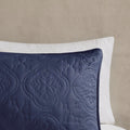 3 Piece Reversible Bedspread Set Navy Full Queen Queen Navy Polyester