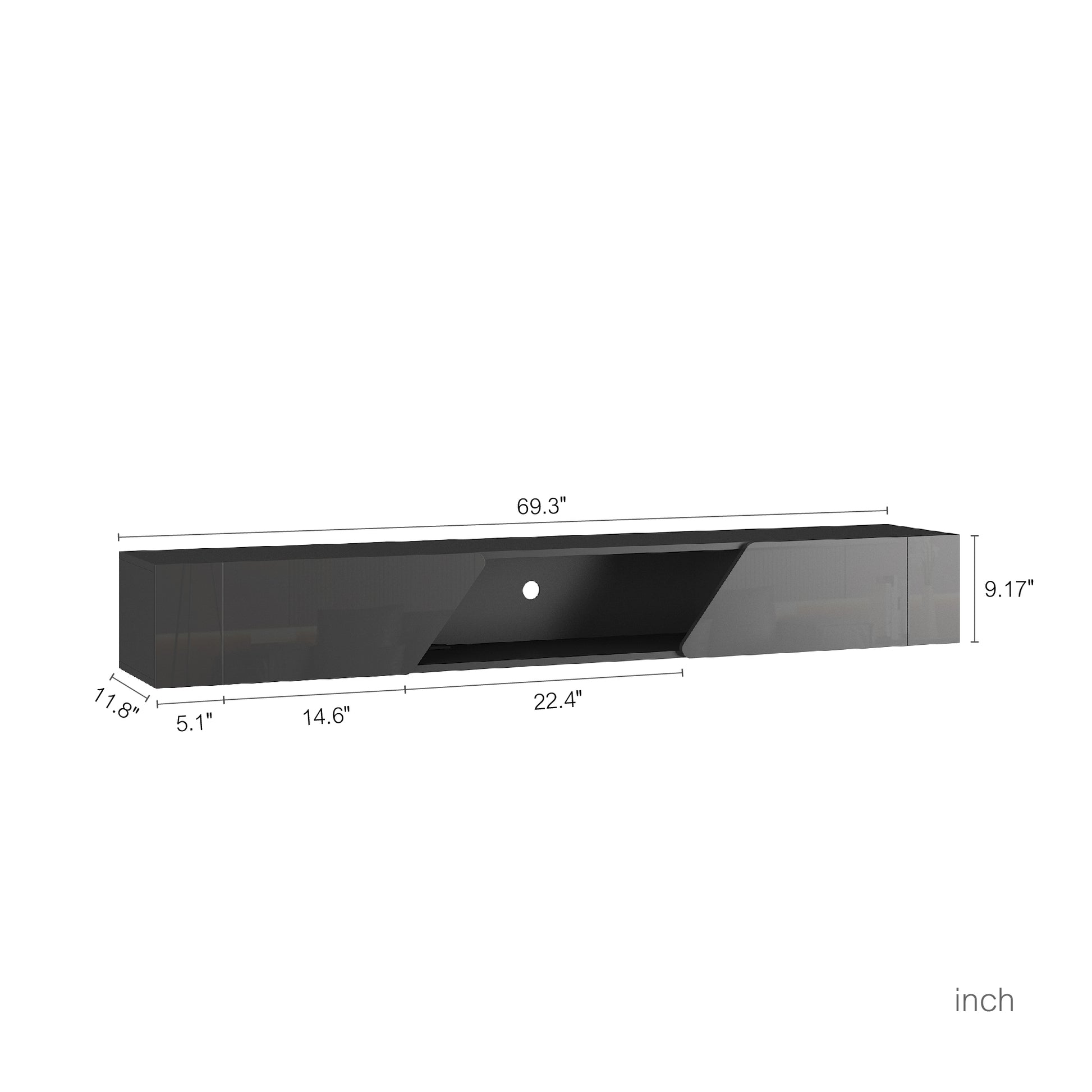 Floating Tv Stand Wall Mounted With 16 Color Leds,69" Modern Tv Stand, Floating Tv Cabinet Entertainment Center For 55 60 65 Inch Tv,Black Black 60 69 Inches Mdf