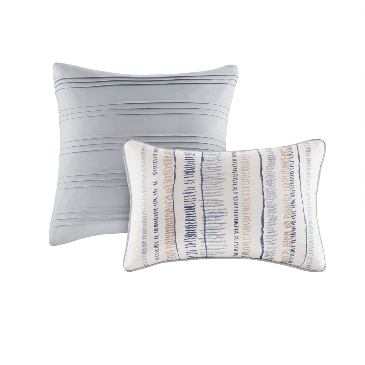 8 Piece Printed Seersucker Comforter And Quilt Set Collection Blue King Cal King King Blue Polyester