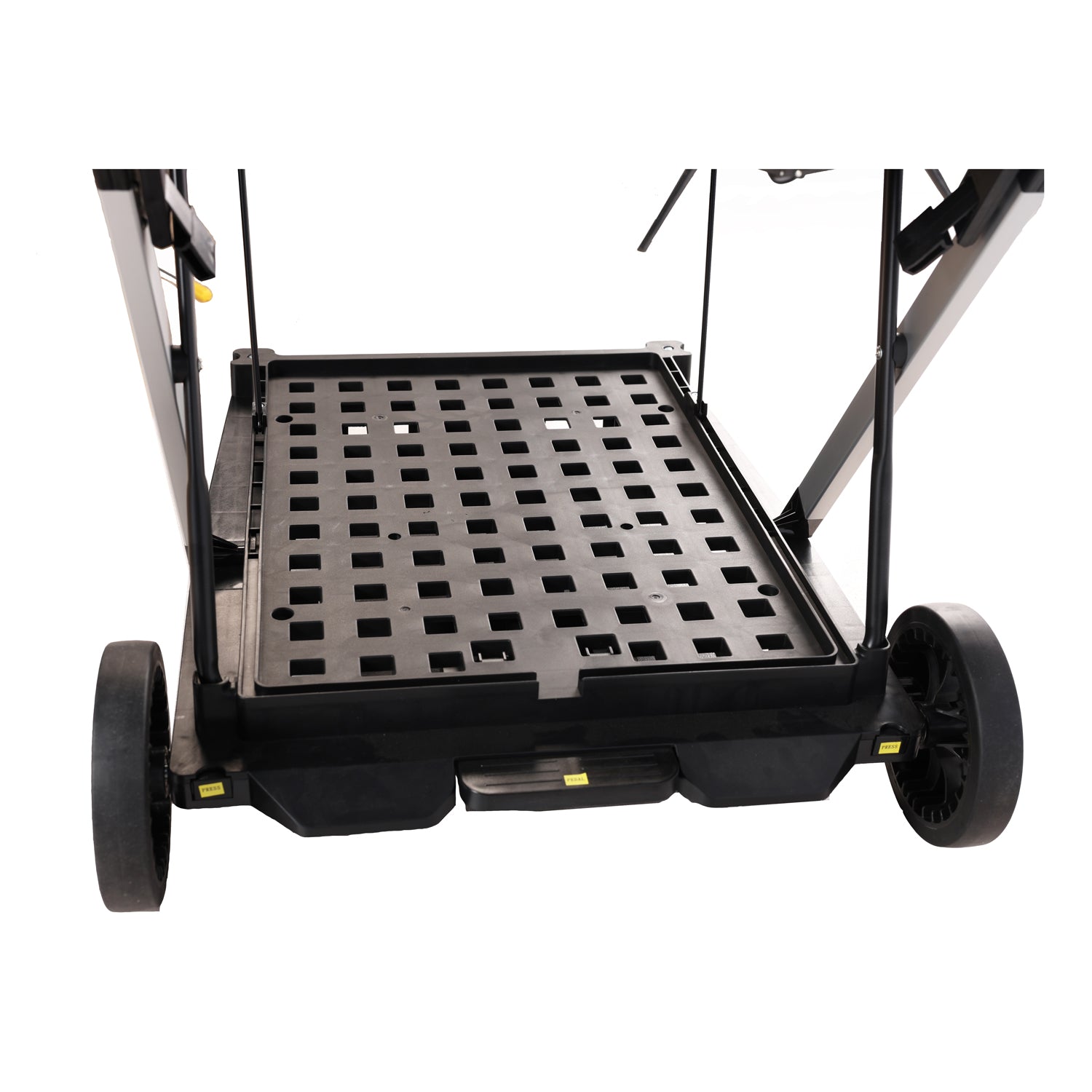 Folding Service Cart With Wheels Double Decker, Shopping, Library, Office Warehouse Moving Carts Black Blue Plastic
