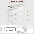Bamboo Shoe Bench, 3 Tier Shoe Rack, Entryway Bench With Cushion And Adjustable Shelves, Shoe Rack For Entryway, Hallway, Mudroom And Living Room, White White Bamboo