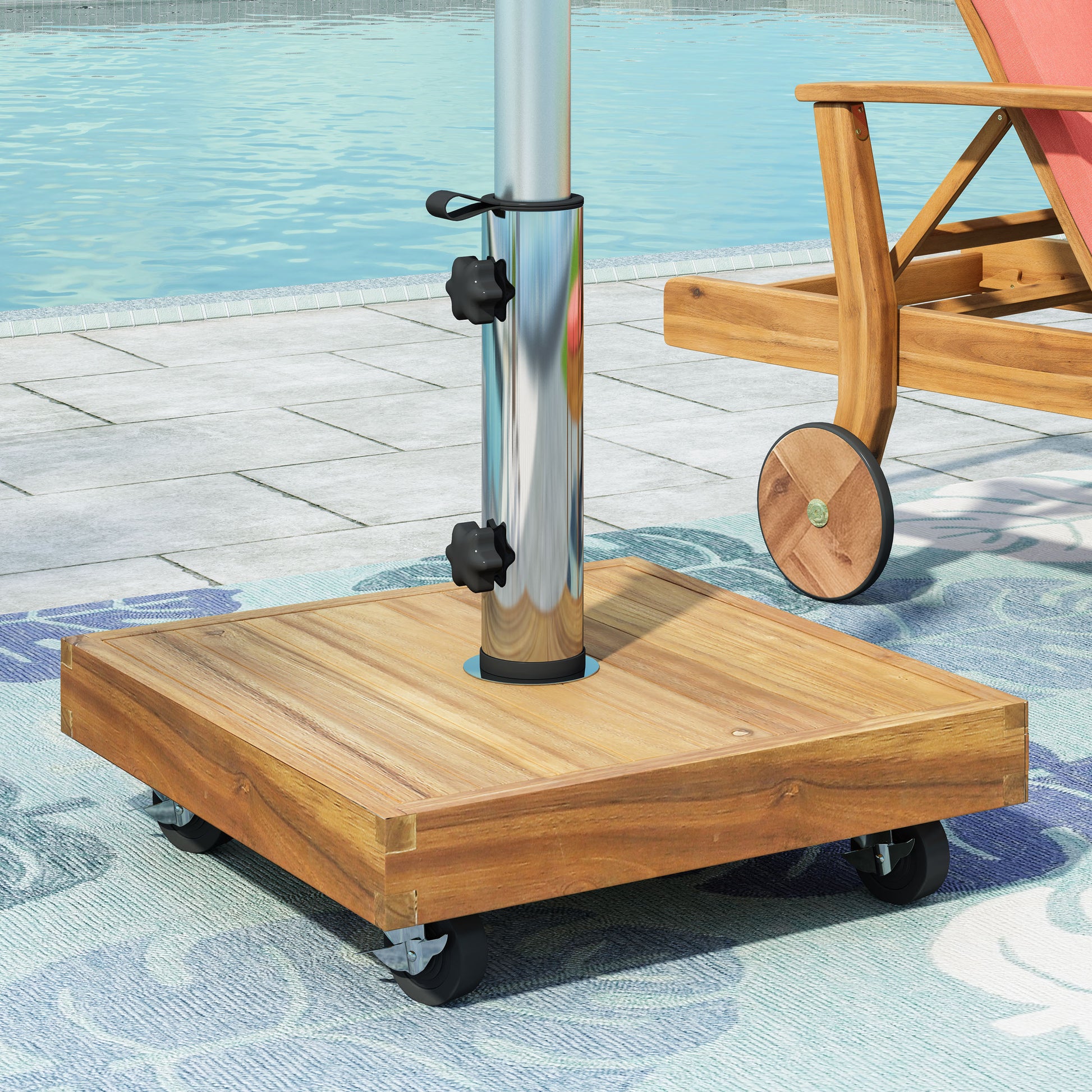 Ralph Square Umbrella Base Teak Concrete
