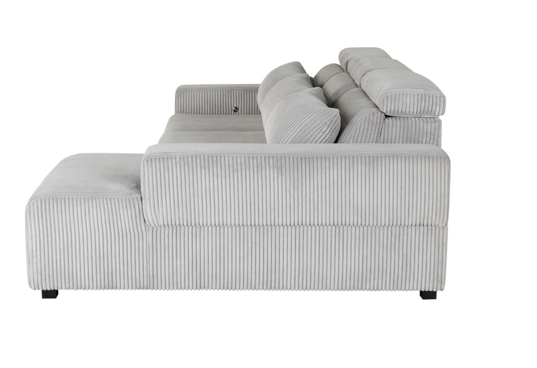 Seltos Grey Power Sectional Gray Fabric 5 Seat