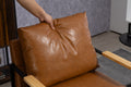 Leather Accent Chair Guest Chair For Living Room, Mid Century Armchair For Bedroom Brown Leather Brown Pu