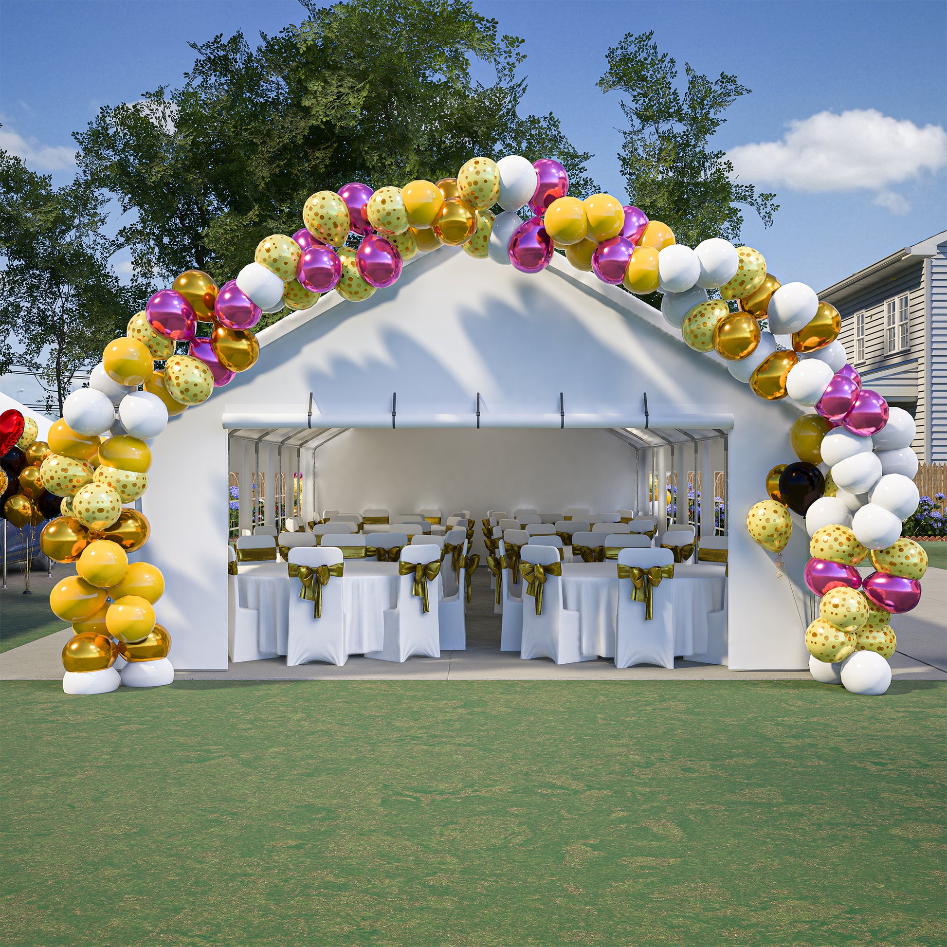 20X40Ft Party Tent Heavy Duty, Large Wedding Event Shelters With 3 Carry Bags & Removable Sidewalls, Outdoor Canopy Gazebo Commercial Tents For Parties Carport Camping Garden Patio White Metal