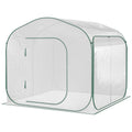 Outsunny 7' X 7' X 6' Portable Walk In Greenhouse, Pop Up Setup, Outdoor Garden Hot House, Hobby Greenhouse Tent With Zipper Door For Growing Flowers, Herbs, Vegetables, Saplings, Succulents, White White Steel