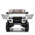 24V Two Seater Kids Ride On Car W Parents Remote Control, Licensed Toyota Lc250,2Wd,110W Motors,With Shovel,Three Point Seat Belt,Slow Start,Speed Adjustment,Bluetooth,Music For Kids Aged 3 . White 100 149 Lbs Polypropylene