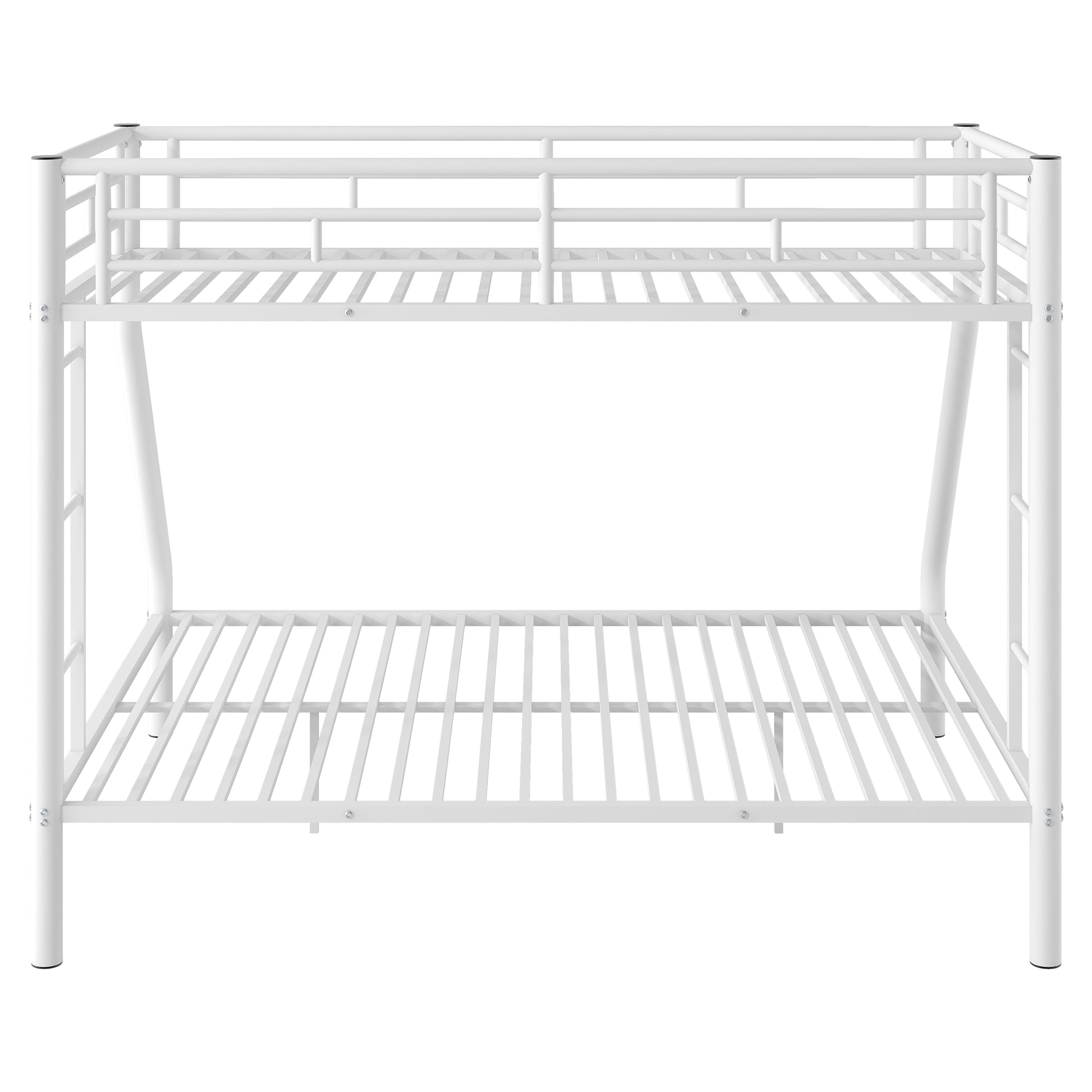 Twin Xl Over Queen Metal Bunk Bed With Ladder And Guardrails, White Box Spring Not Required Twin Xl White Metal Metal