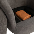Upholstered Swivel Barrel Armchair With Storage Modern Living Room Side Chair For Bedroom Office Reading Spaces Teddy Fabric Grey Grey Foam Upholstered