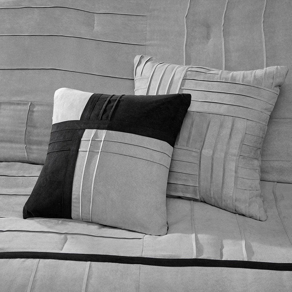7 Piece Faux Suede Comforter Set Grey Queen Queen Grey Polyester