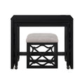Desks And Stool Set 3Pc Black Finish Rolling Desk With Casters, 2 Charging Ports Home Office Furniture Black Primary Living Space Contemporary Desk Rectangular Wood