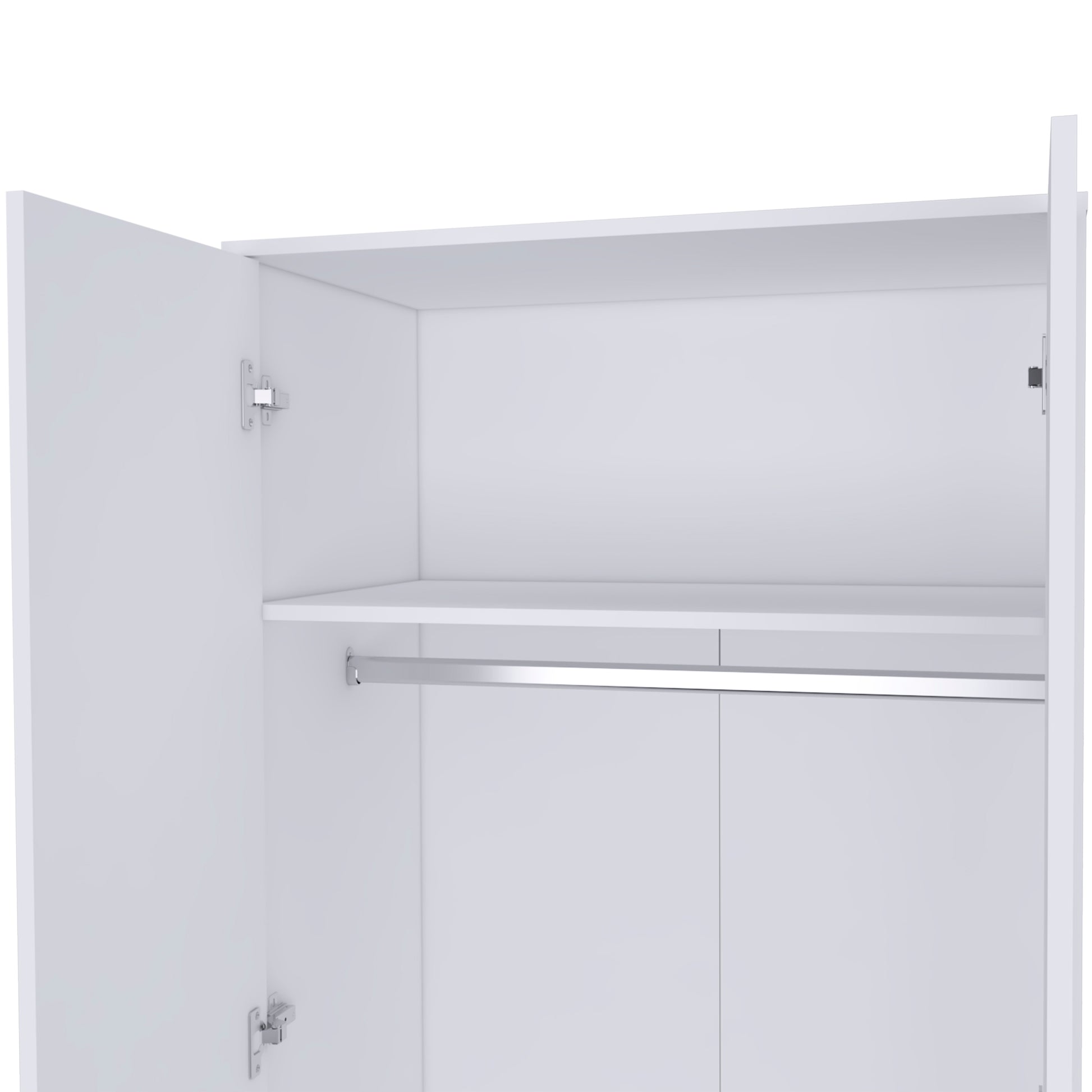Ambery 180 Armoire, Two Shelves, Double Door, Metal Rod, One Drawer White White Bedroom Modern Particle Board Particle Board