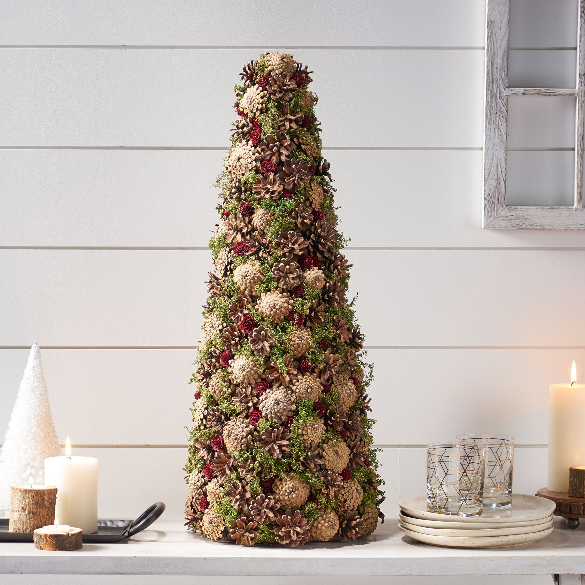 Pine Cone Table Top Tree Natural Foam