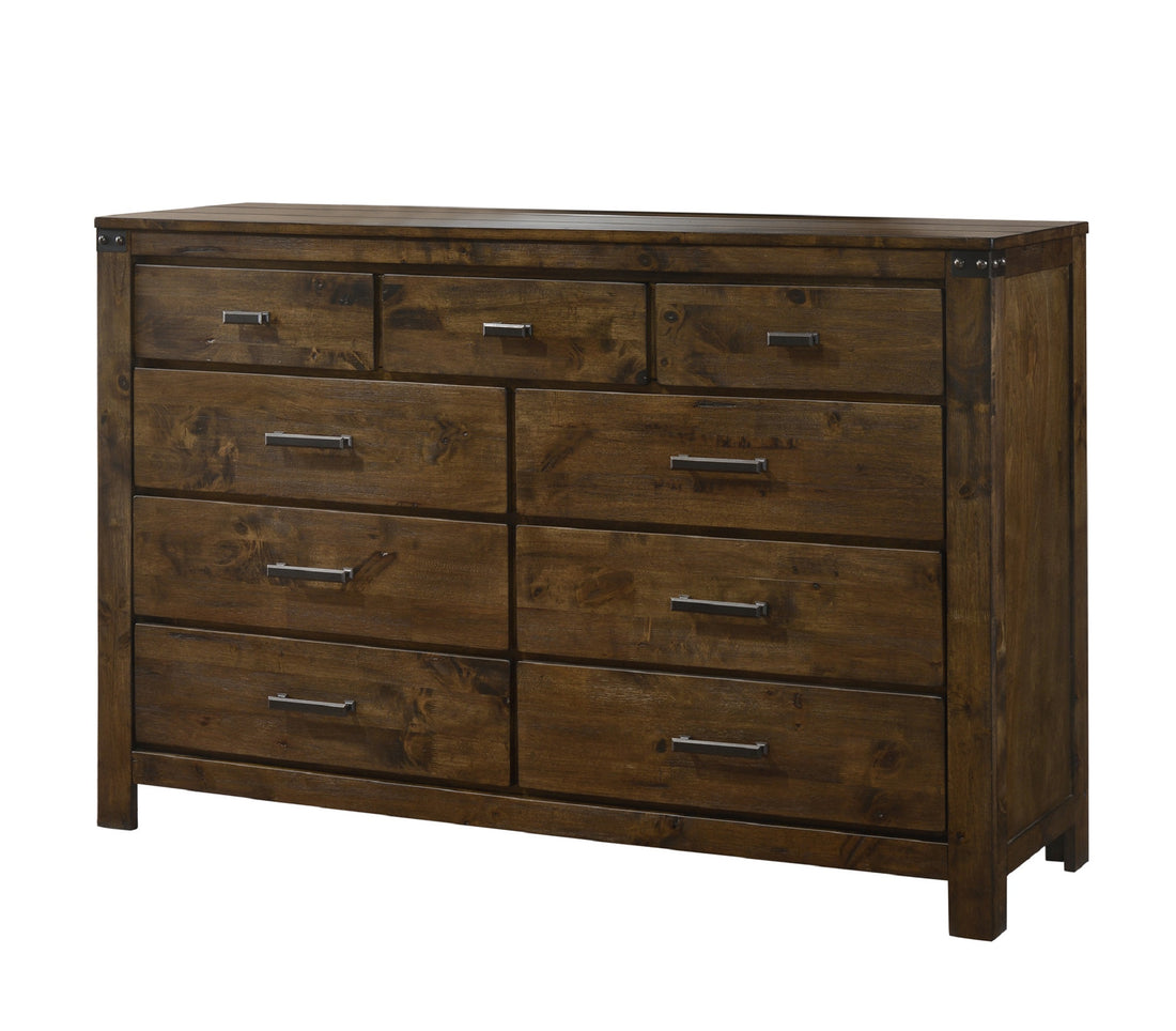 1Pc Rustic Industrial Style Brown Seven Drawer Dresser Bedroom Solid Wood Wooden Furniture Brown Bedroom Contemporary,Industrial,Rustic Wood