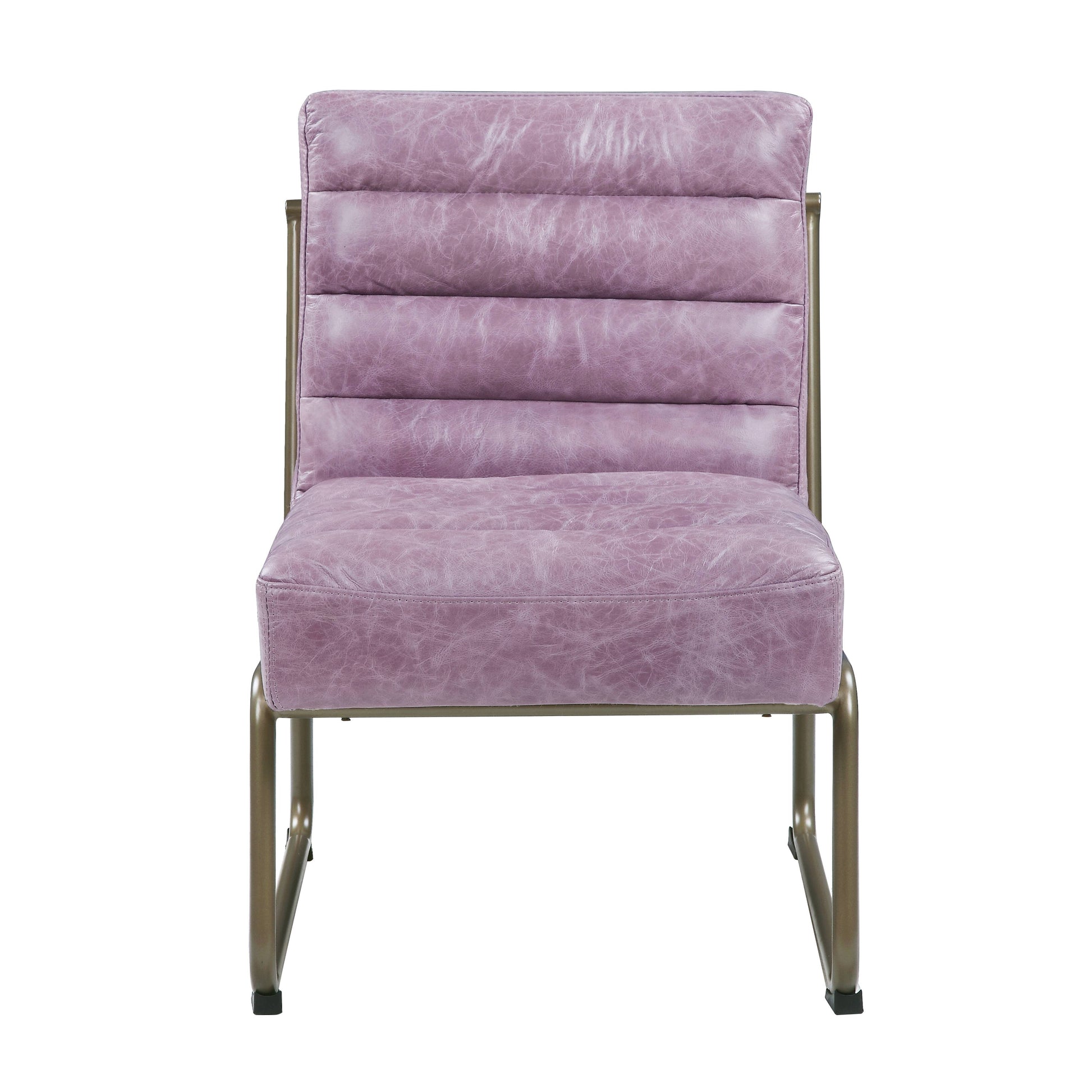 Wisteria Accent Chair With Metal With Sled Base Pink Primary Living Space Genuine Leather