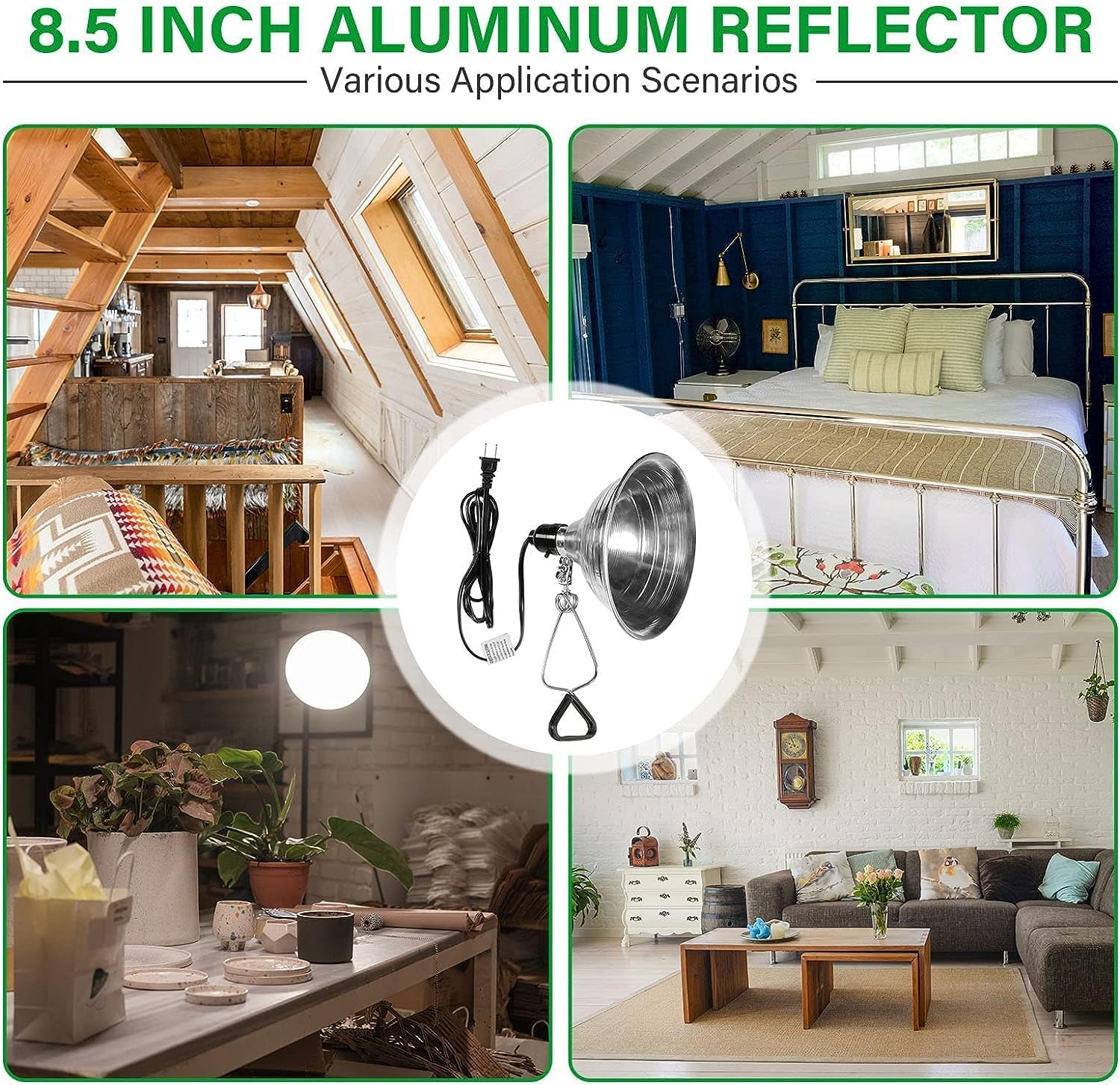 Hiwkltclamplightmx2 2 Pack Clamp Lamp Light With 8.5 Inch Aluminum Reflector Up To 150 Watt E26 Socket No Bulb Included 6 Feet 18 2 Spt 2 Cord, Silver Silver Aluminium