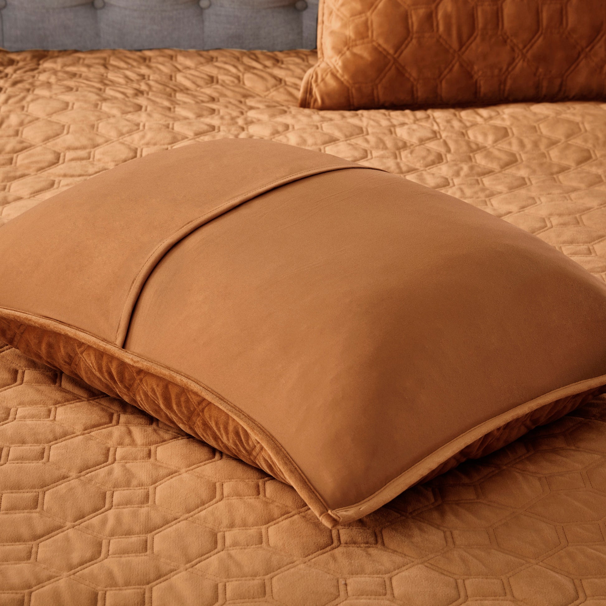 3 Piece Velvet Quilt Set Rust Full Queen Full Rust Cotton