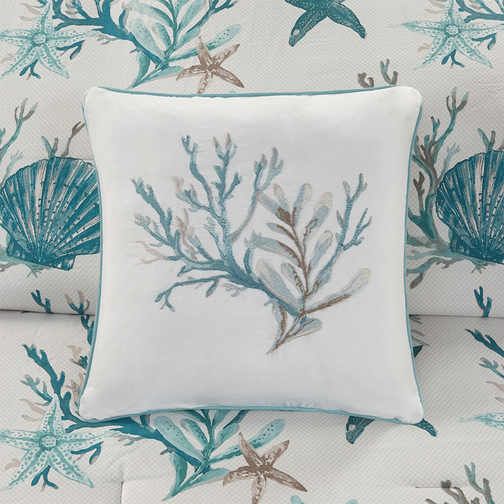 7 Piece Cotton Sateen Comforter Set Aqua Cal King California King Aqua Cotton