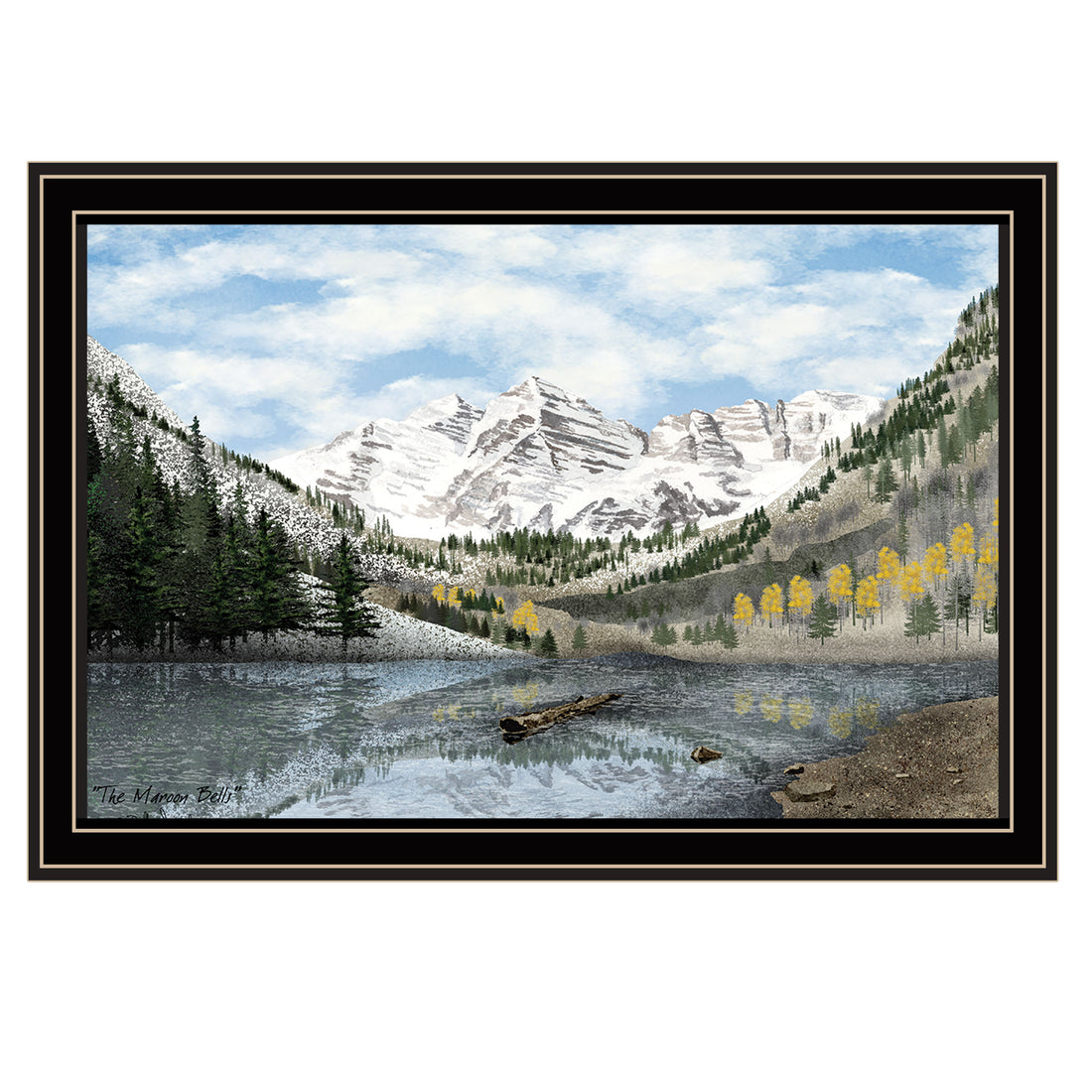 The Maroon Bells Black Framed Wall Art For Living Room, Bedroom Wall Art Print For Home Decor By Billy Jacobs Multicolor Wood Paper