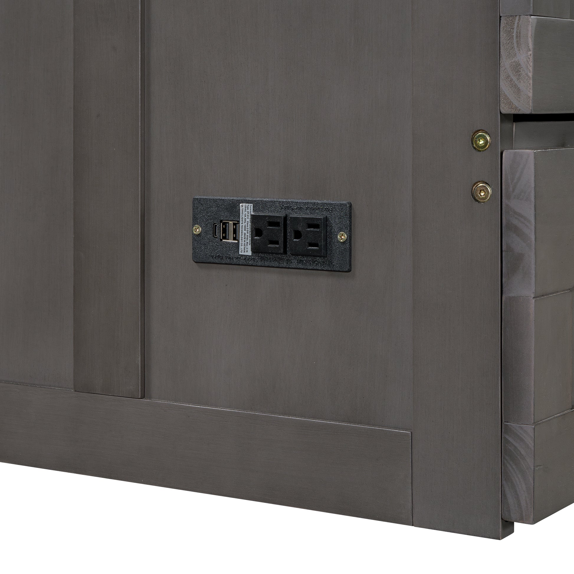 Queen Size Murphy Bed With Built In Charging Station, Antique Grey Box Spring Not Required Queen Antique Gray Wood Pine Wood