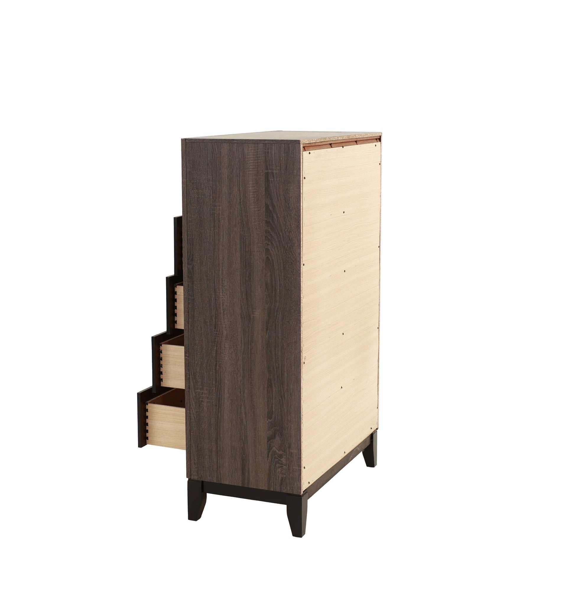 Bedroom Furniture Rustic Grey Oak Simple 1Pc Tall Chest 5 Drawers Storage Solidwood Chest Gray Bedroom Modern,Transitional Pine Particle Board Mdf,Solid Wood