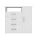 Baylon 4 Drawer 1 Shelf Dresser White White Bedroom Contemporary Particle Board