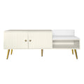Modern Shoe Storage Bench With Hidden Storage And Upholstered Cushions For Bedside, Living Room And Entryway Antique White Antique White Mdf Metal