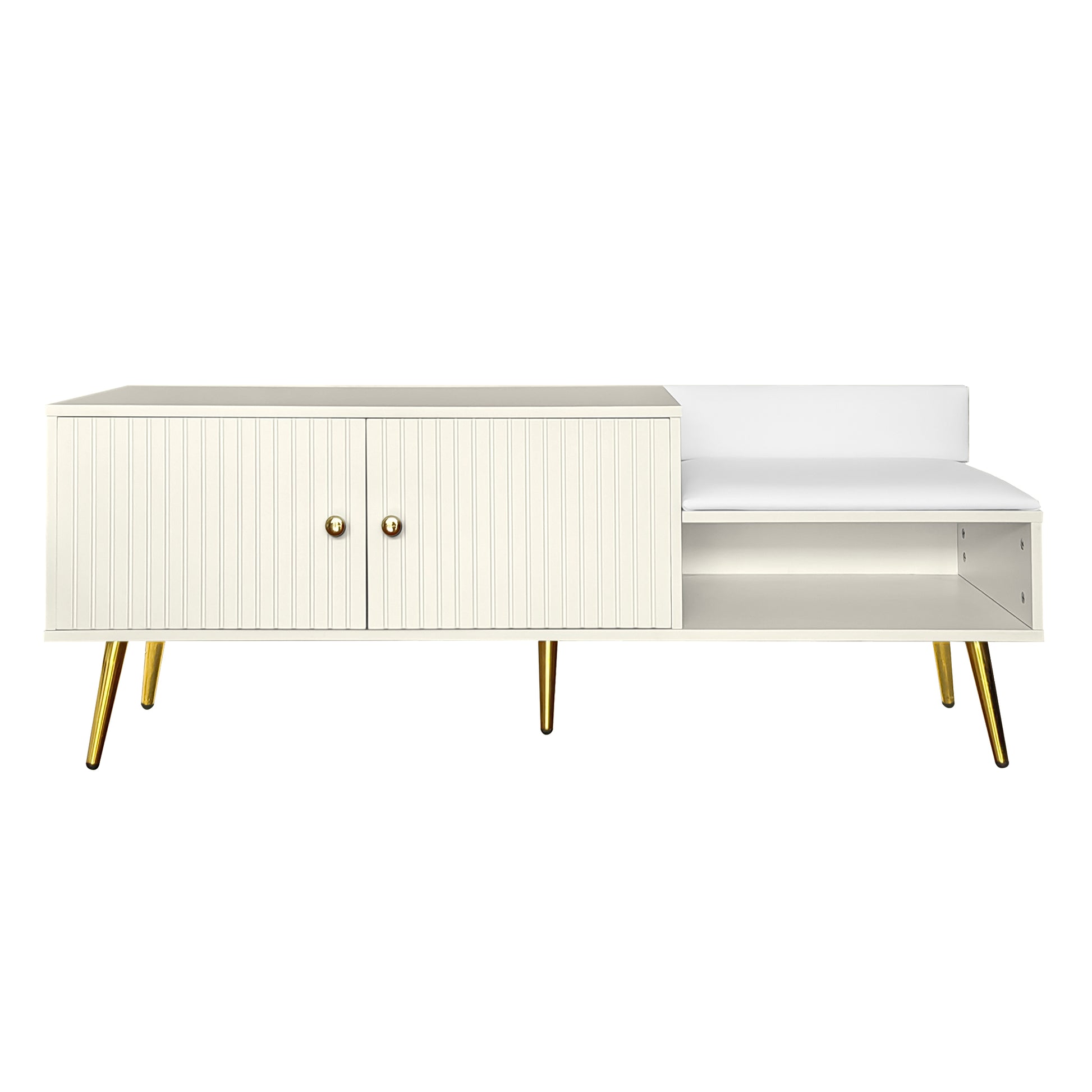 Modern Shoe Storage Bench With Hidden Storage And Upholstered Cushions For Bedside, Living Room And Entryway Antique White Antique White Mdf Metal