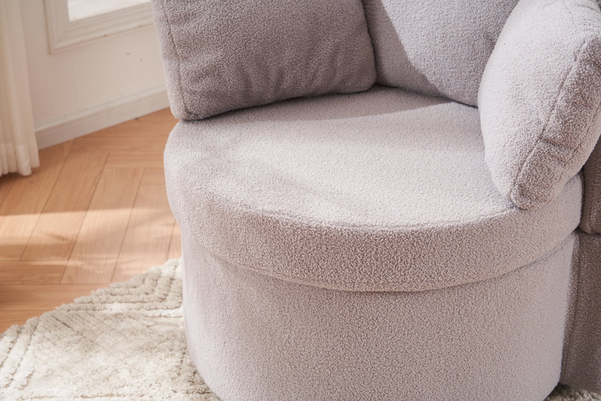 029 Teddy Fabric Swivel And Storage Chair With Back Cushion For Living Room,Light Gray Light Gray Primary Living Space Modern Foam Teddy