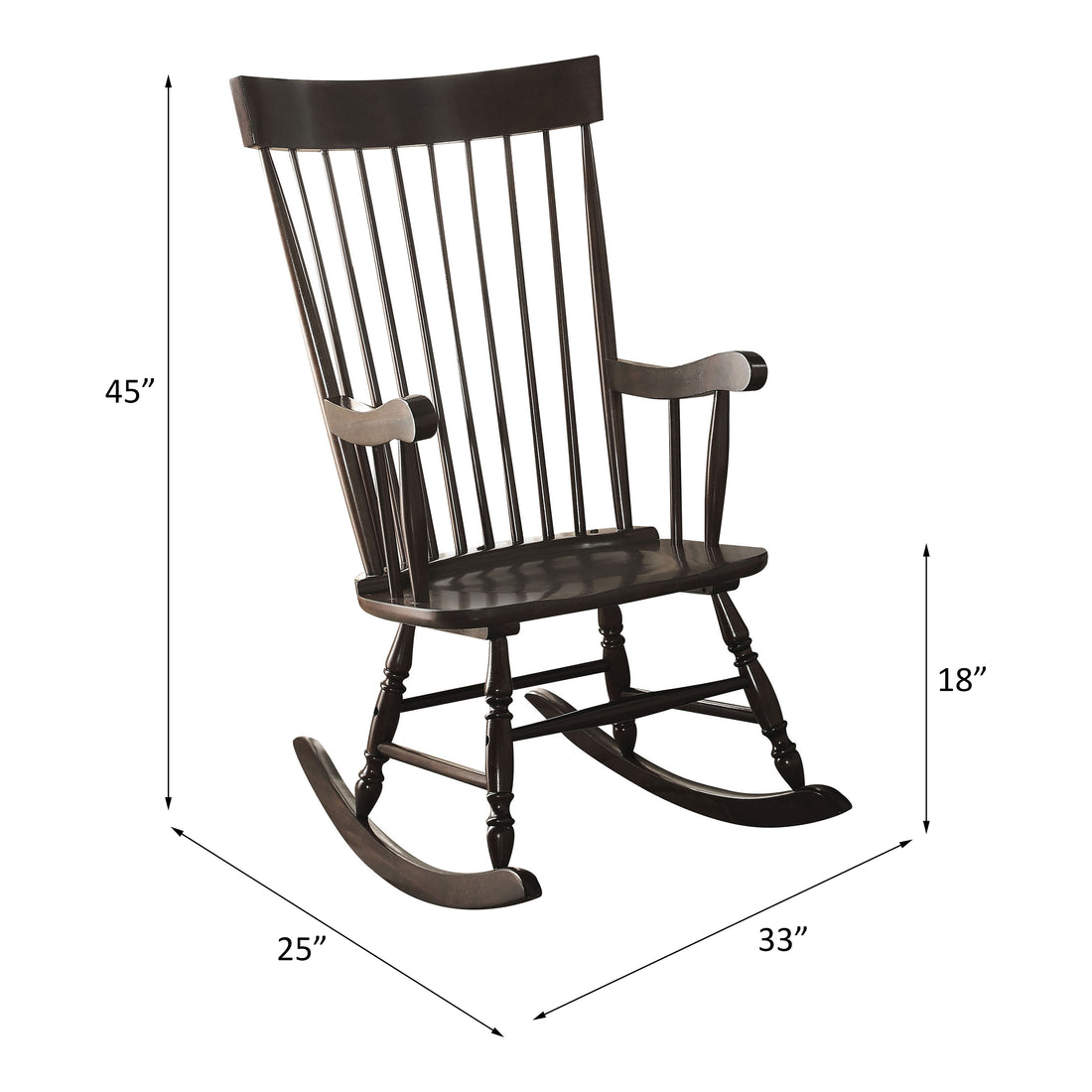 Arlo Black Finish Rocking Chair Black Synthetic Wood