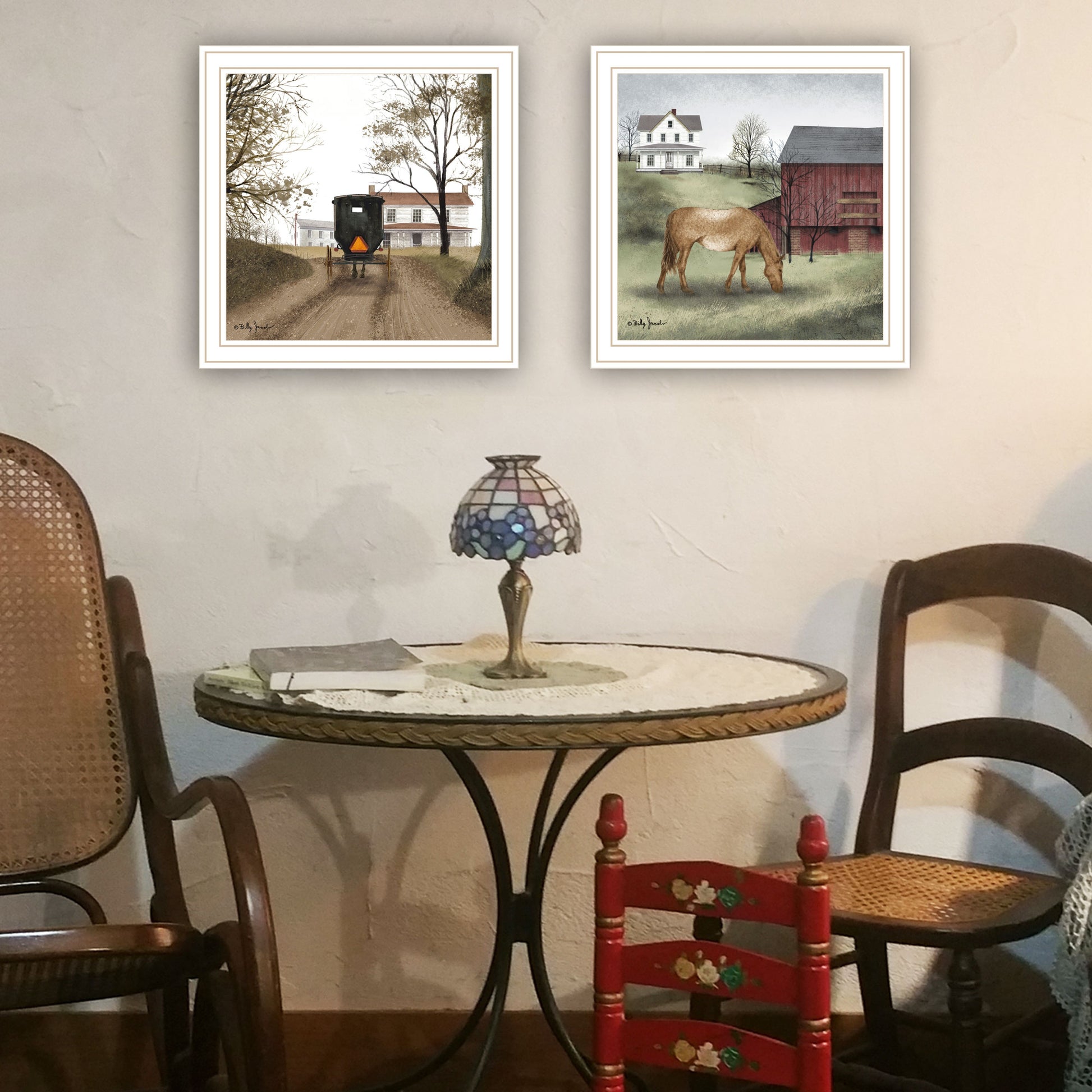 2 Piece Vignette The Old Mare, Heading' Home White Framed Wall Art For Living Room, Bedroom Wall Art Print For Home Decor By Billy Jacobs Multicolor Wood Paper