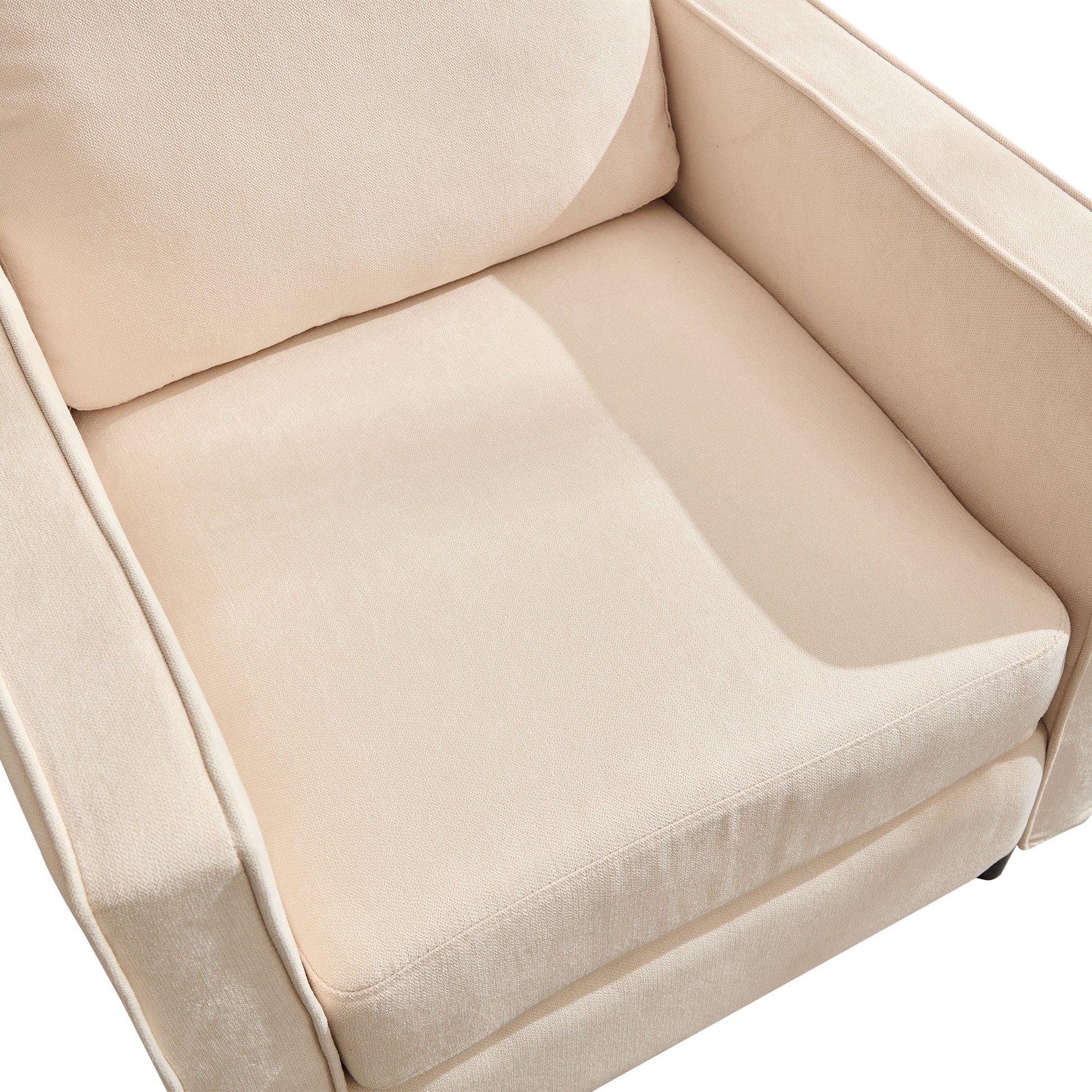 Mid Century Accent Chair ,Modern Linen Fabric Armchair For Living Room,Double Side Pockets, Comfortable And Padded Reading Feature Sofa Chair, Suitable For Bedrooms, Living Rooms, And Offices,Beige Beige Linen