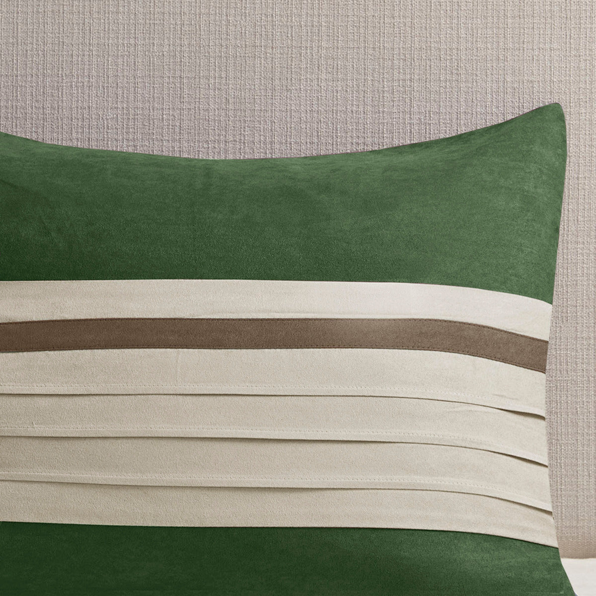 7 Pc Pieced Faux Suede Comforter Set Green Cal King California King Green Polyester