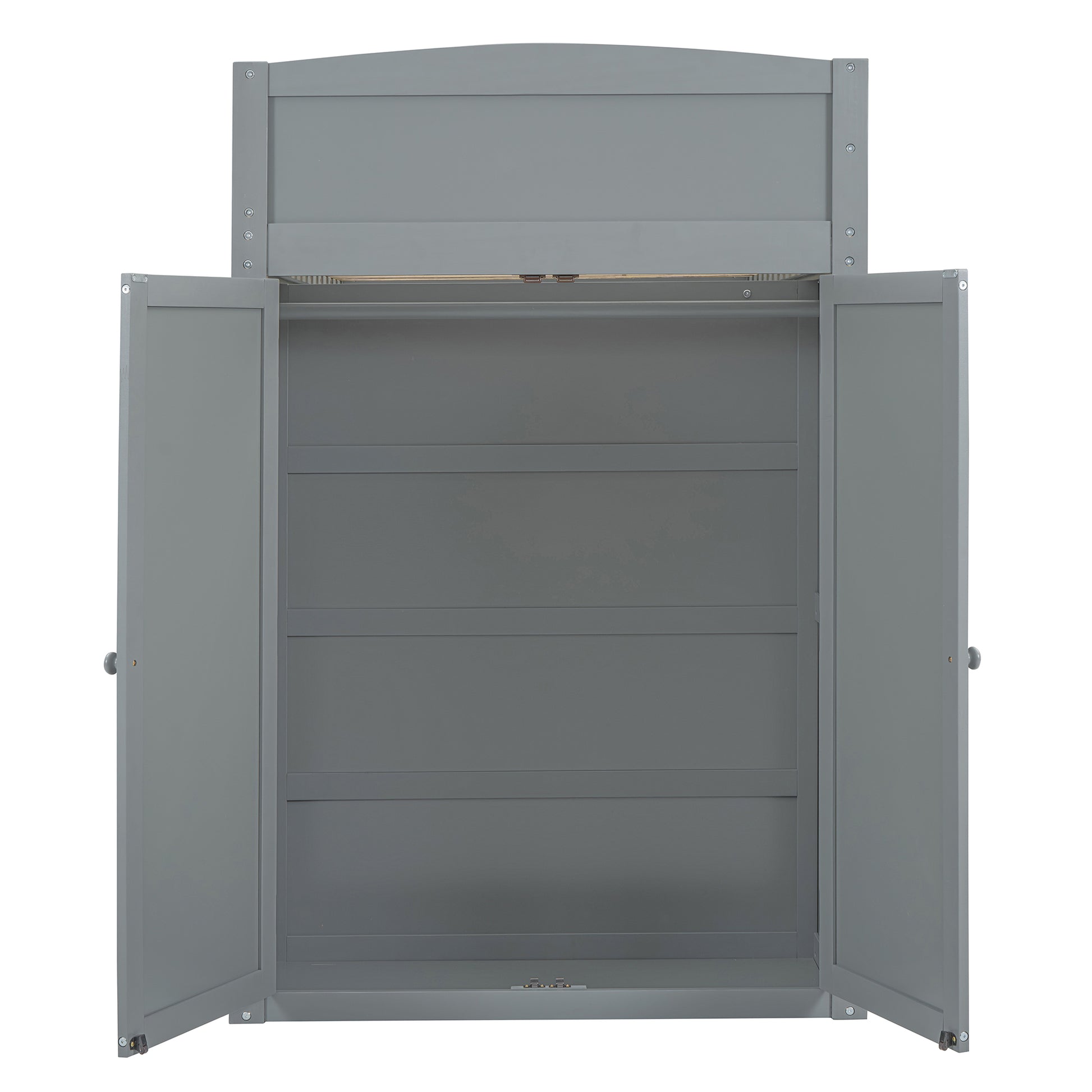 Twin Size Loft Bed With Desk, Wardrobes, 4 Drawers And 4 Shelves Gray Twin Gray Solid Wood