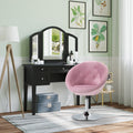 Homcom Modern Makeup Vanity Chair Round Tufted Swivel Accent Chair With Chrome Frame Height Adjustable For Living Room, Bedroom Pink Pink Steel
