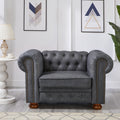 Classic Chesterfield Sofa Chair For Living Room Grey Faux Leather Grey Foam Technical Leather 1 Seat