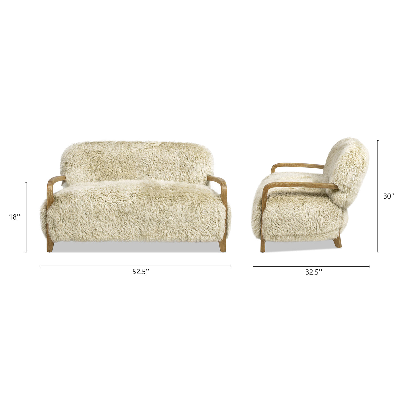 Enchante 52.5" Zealand Sheepskin Accent Loveseat Taupe Natural Foam Fur