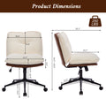 Oversize Seat Cirss Cross Chair With Wheels, Elegant Design Computer Chair, Adjustable Height 360 Rolling Swivel Home Office Chair For Small Space, Dressing Room, Living Room Brown White Dark Brown White Primary Living Space Casual Foam Pu Leather