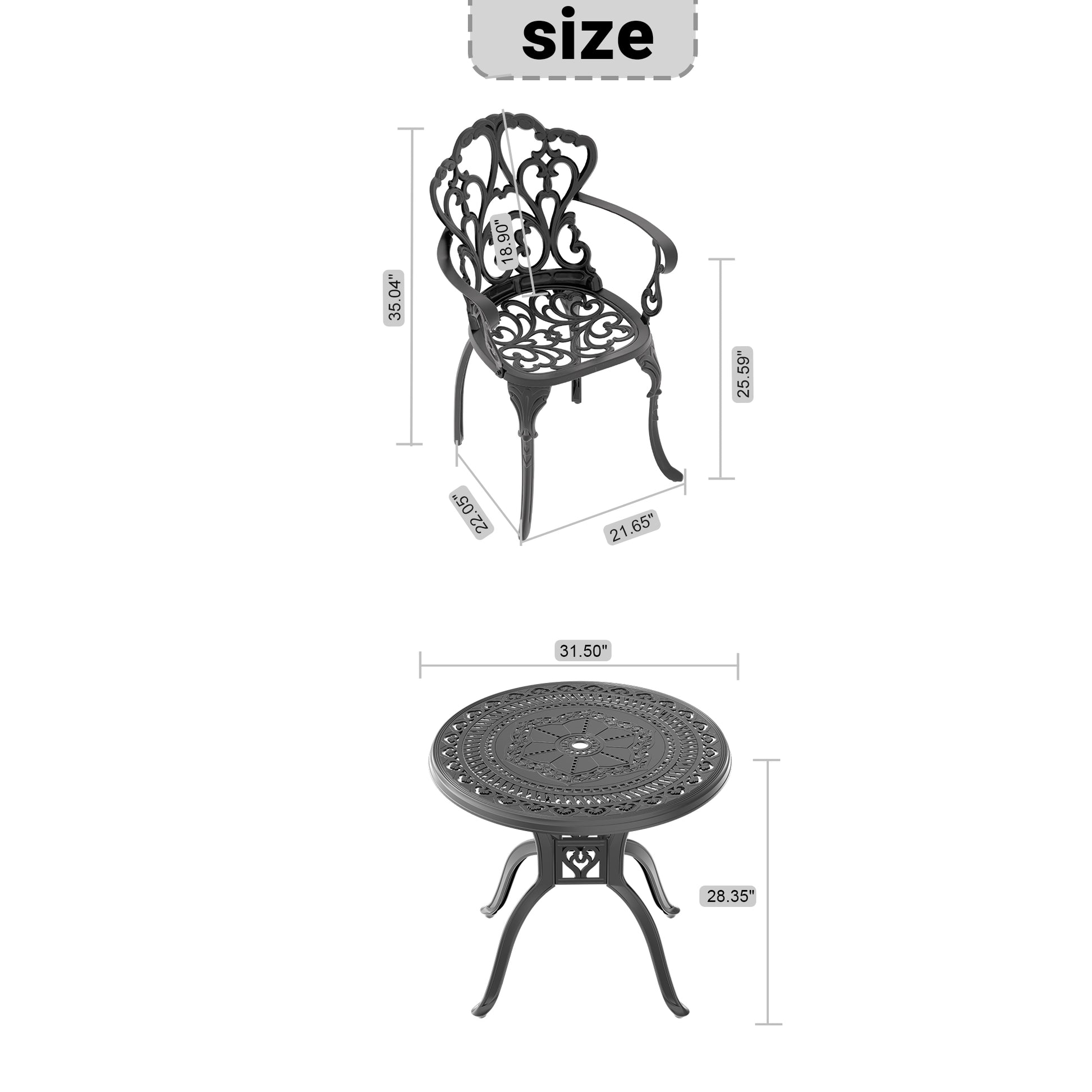 Cushions In Random Colors 3 Piece Set Of Cast Aluminum Patio Furniture With Cushions Yes Complete Patio Set Black Seats 2 Rust Resistant Frame Water Resistant Cushion Garden & Outdoor Complete Patio