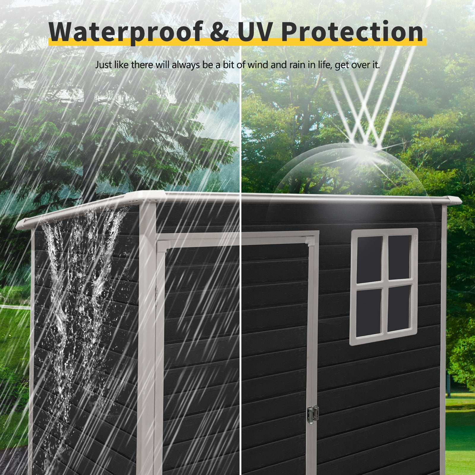 5X3Ft Resin Outdoor Storage Shed Kit Perfect To Store Patio Furniture,Black Black Plastic