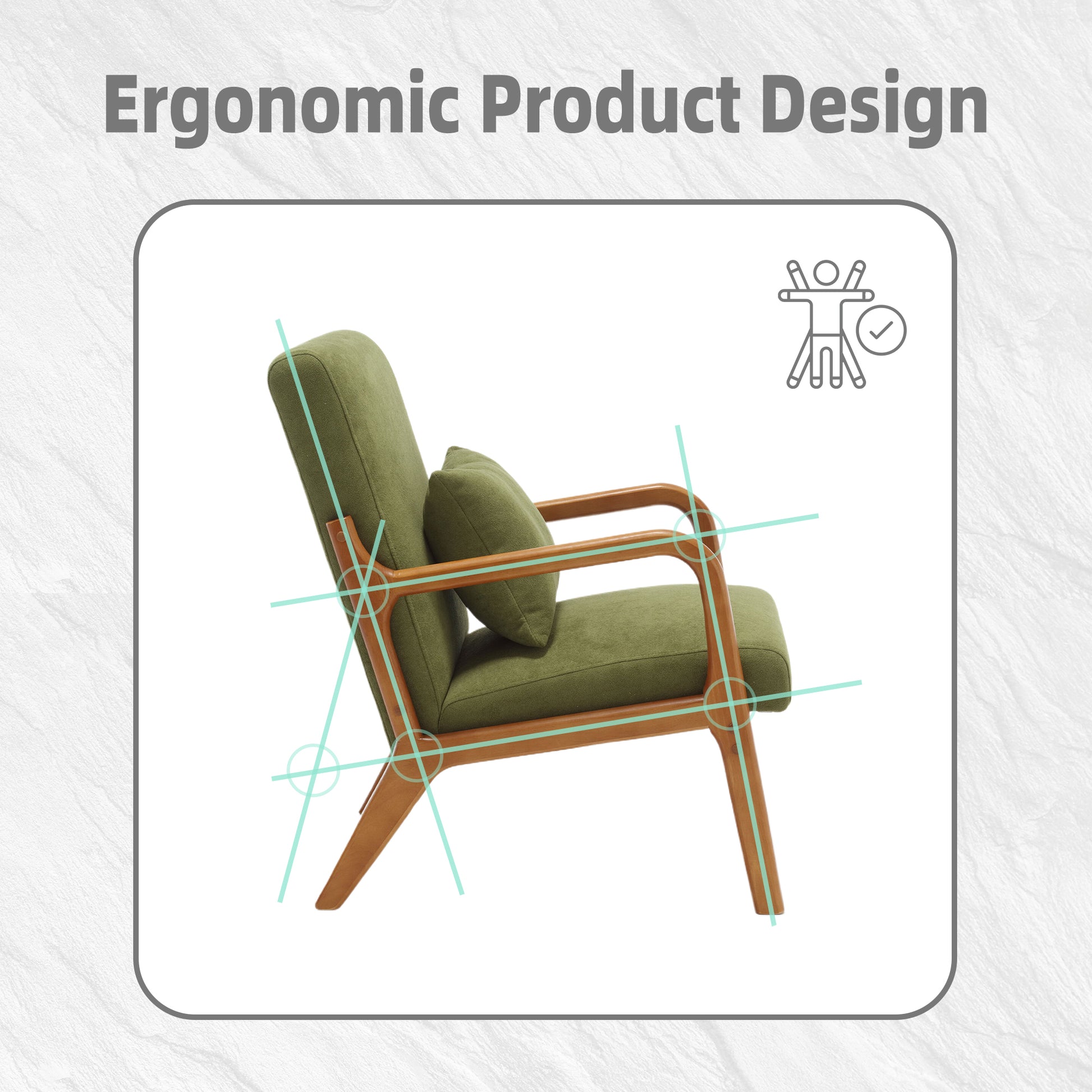Coolmore Modern Accent Chair, Solid Wood Padding Lounge Armchairs With One Pillow For Living Room, Bedroom, Guest Room Green Green Rubberwood Foam Velvet