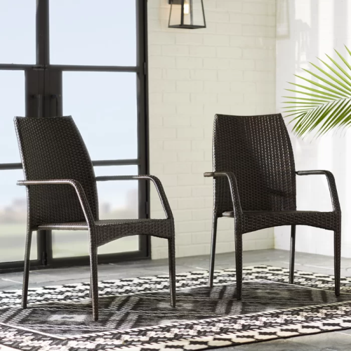 Outdoor Wicker Chairs, 54020 Kd Mp2, 2 Chairs Set Brown Resin