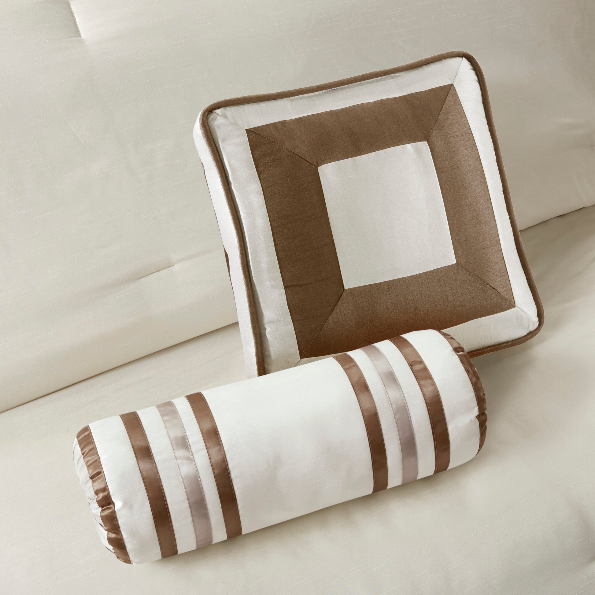 7 Piece Comforter Set Taupe Brown Queen Queen Taupe Brown Polyester