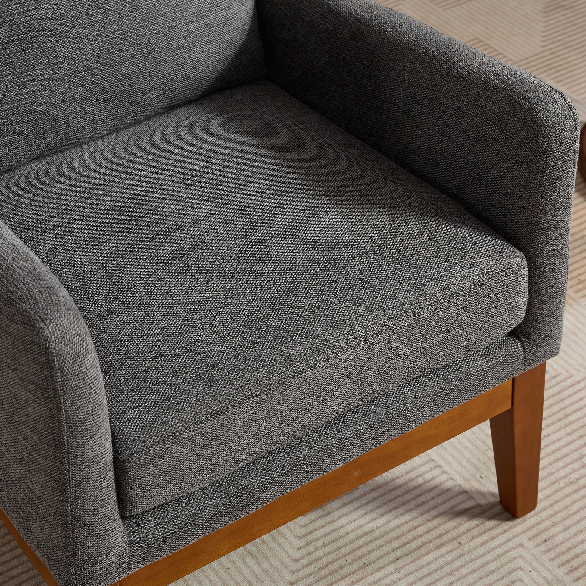 26.18" Wide Modern Accent Chair,Polyester Blend High Back Reading Chair ,Upholstered Armchair Club Chair,Single Sofa With Wood Legs For Living Room,Bedroom,Reading Room,Office,Charcoal Charcoal Foam